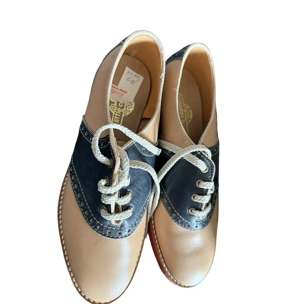 Vintage Little Capezios Saddle shoes‎ size 7 1/2 N Youth brown blue